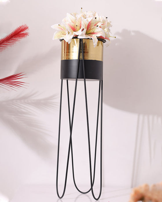 Flower Vase With Black Stand For Home Decoration, Living Room & Office