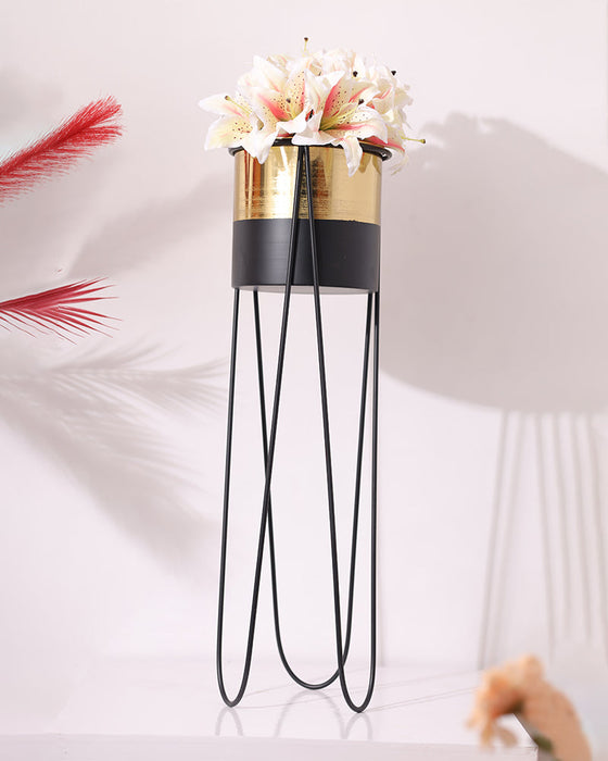 Flower Vase With Black Stand For Home Decoration, Living Room & Office