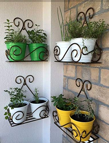 Planter Stand Flower Pot Stand for Balcony Living Room Outdoor Indoor Grill Rack (Set of 4)