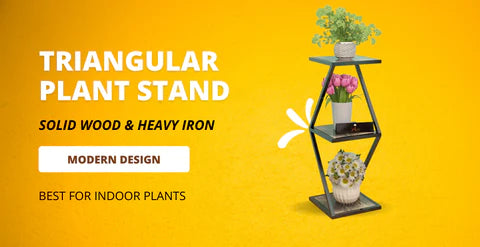 Tier 3 Potted Iron And Wood Plant Stand, Curved Flower Pot Holder Shelf for Indoor & Outdoor