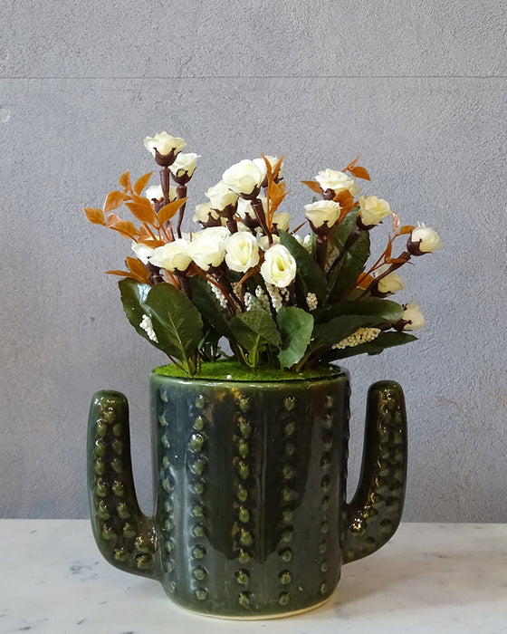 Cactus Shape Ceramic Pots for Indoor Planters, Home Decor, Garden Decor, Office Decor, Decorative Succulents Pot