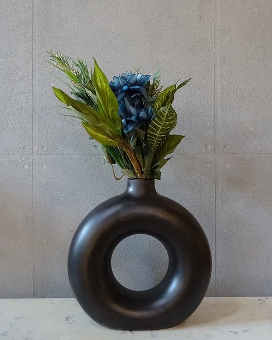 Black Pipe Shape Ceramic Pot Planter For Indoor, Home Decor