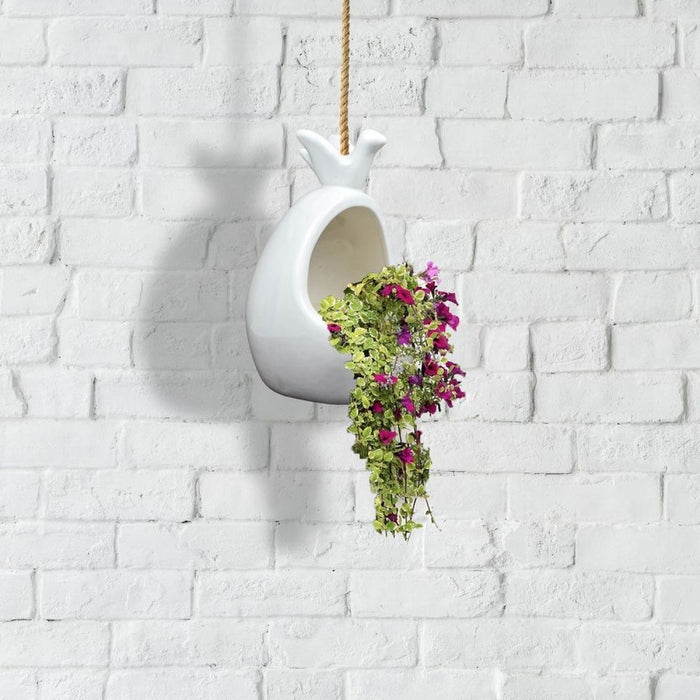 Bird And Nest Hanging Planter with Jute Rope